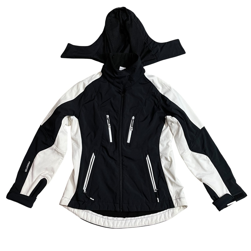 Predator Large Black White Full Zip Zipper Pocket Detached Hood‎ Wonen's